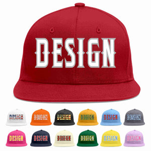 Conception personnalisée de casquette de baseball de sport à avant-toit plat rouge blanc-gris pour hommes/femmes/jeunes