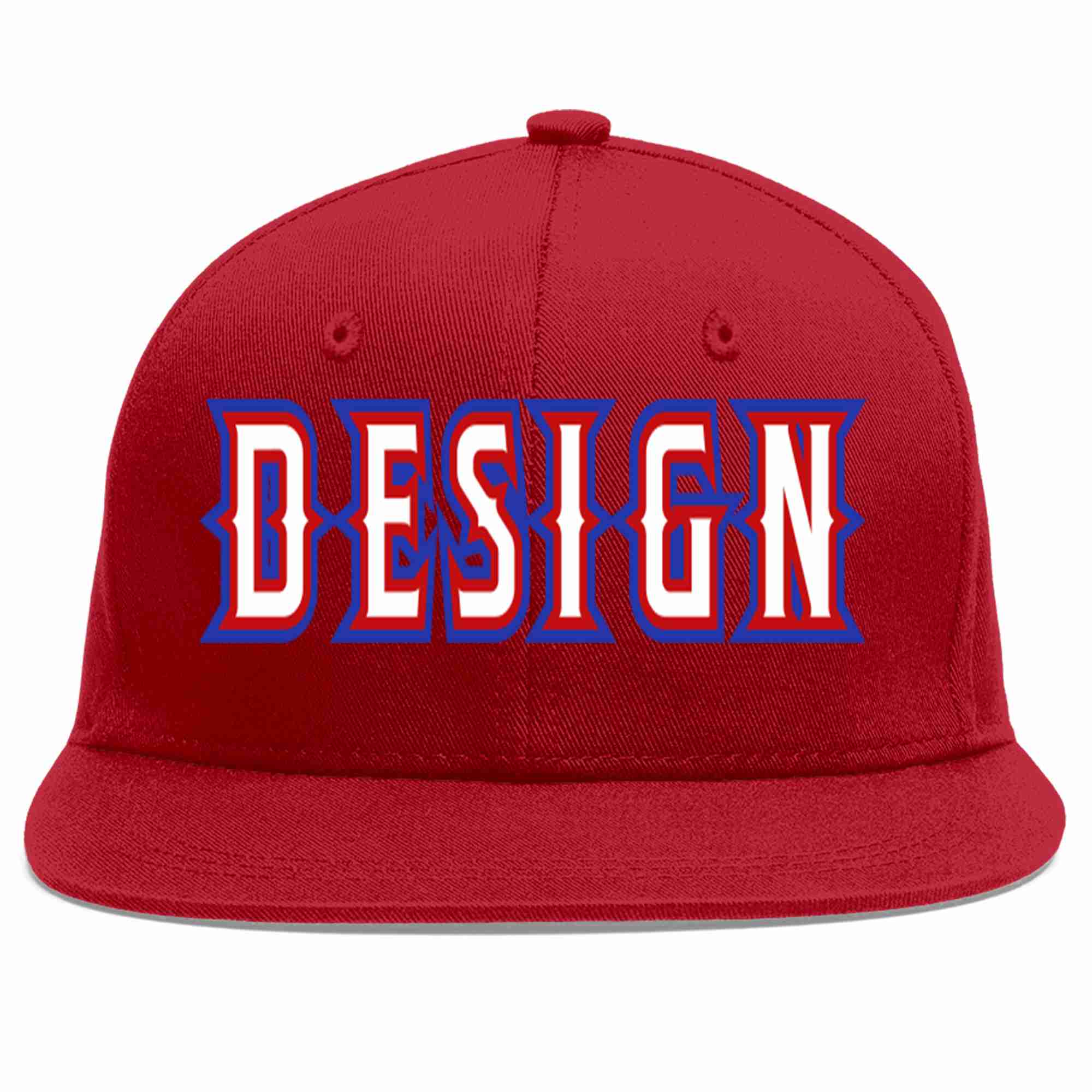 Conception personnalisée de casquette de baseball de sport à avant-toit plat rouge blanc-rouge pour hommes/femmes/jeunes