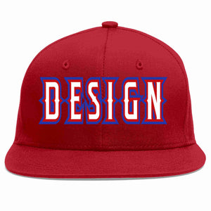 Conception personnalisée de casquette de baseball de sport à avant-toit plat rouge blanc-rouge pour hommes/femmes/jeunes