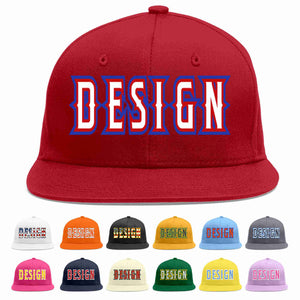 Conception personnalisée de casquette de baseball de sport à avant-toit plat rouge blanc-rouge pour hommes/femmes/jeunes