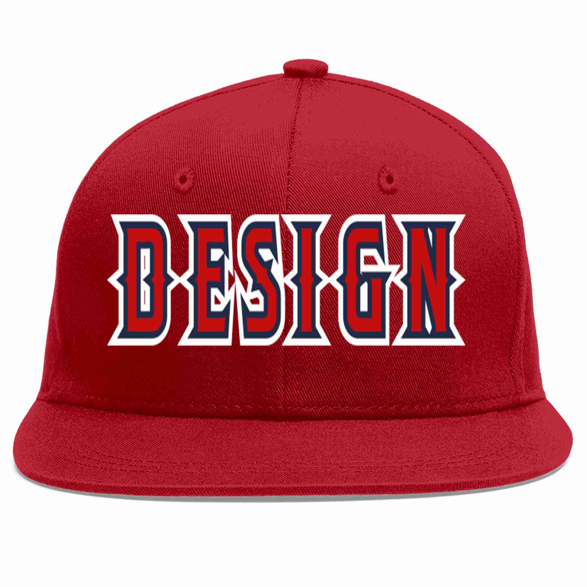 Custom Red Red-Navy Flat Eaves Sport Baseball Cap Design for Men/Women/Youth