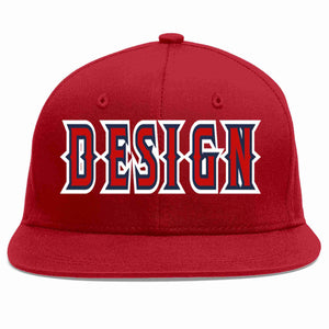 Custom Red Red-Navy Flat Eaves Sport Baseball Cap Design for Men/Women/Youth