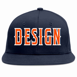 Conception personnalisée de casquette de baseball de sport à avant-toit plat orange-blanc marine pour hommes/femmes/jeunes