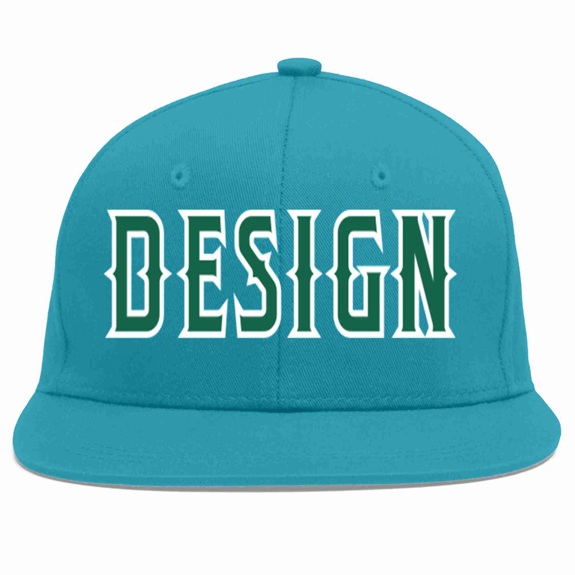 Casquette de baseball personnalisée Aqua Kelly vert-blanc avec avant-toit plat pour hommes/femmes/jeunes