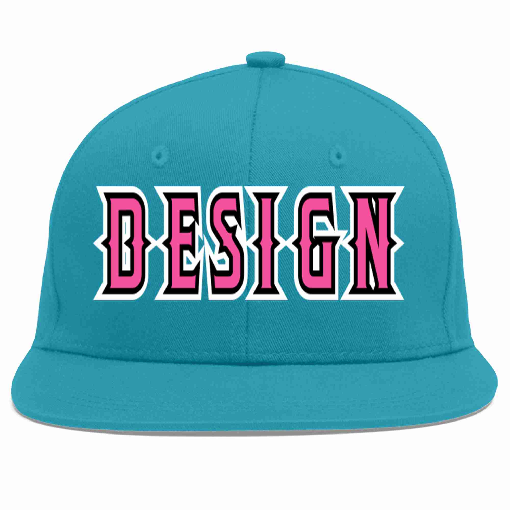 Conception personnalisée de casquette de baseball de sport à Eaves plates rose-noir Aqua pour hommes/femmes/jeunes