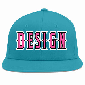 Custom Aqua Pink-Black Flat Eaves Sport Baseball Cap Design for Men/Women/Youth