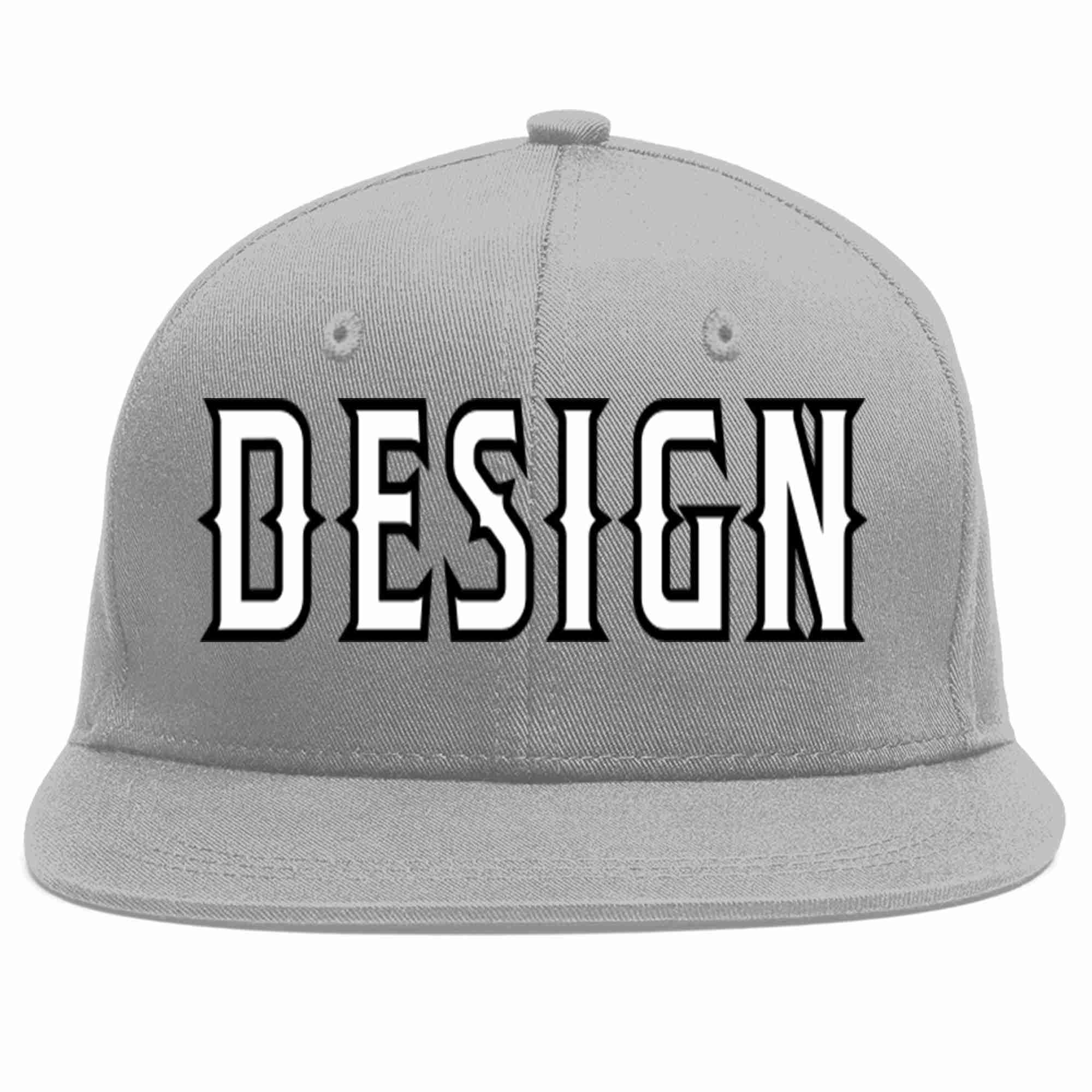 Custom Gray White-Black Flat Eaves Sport Baseball Cap Design for Men/Women/Youth