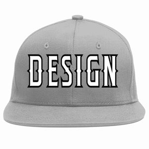 Custom Gray White-Black Flat Eaves Sport Baseball Cap Design for Men/Women/Youth