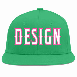 Custom Teal White-Pink Flat Eaves Sport Baseball Cap