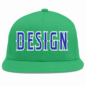 Custom Teal Royal-White Flat Eaves Sport Baseball Cap