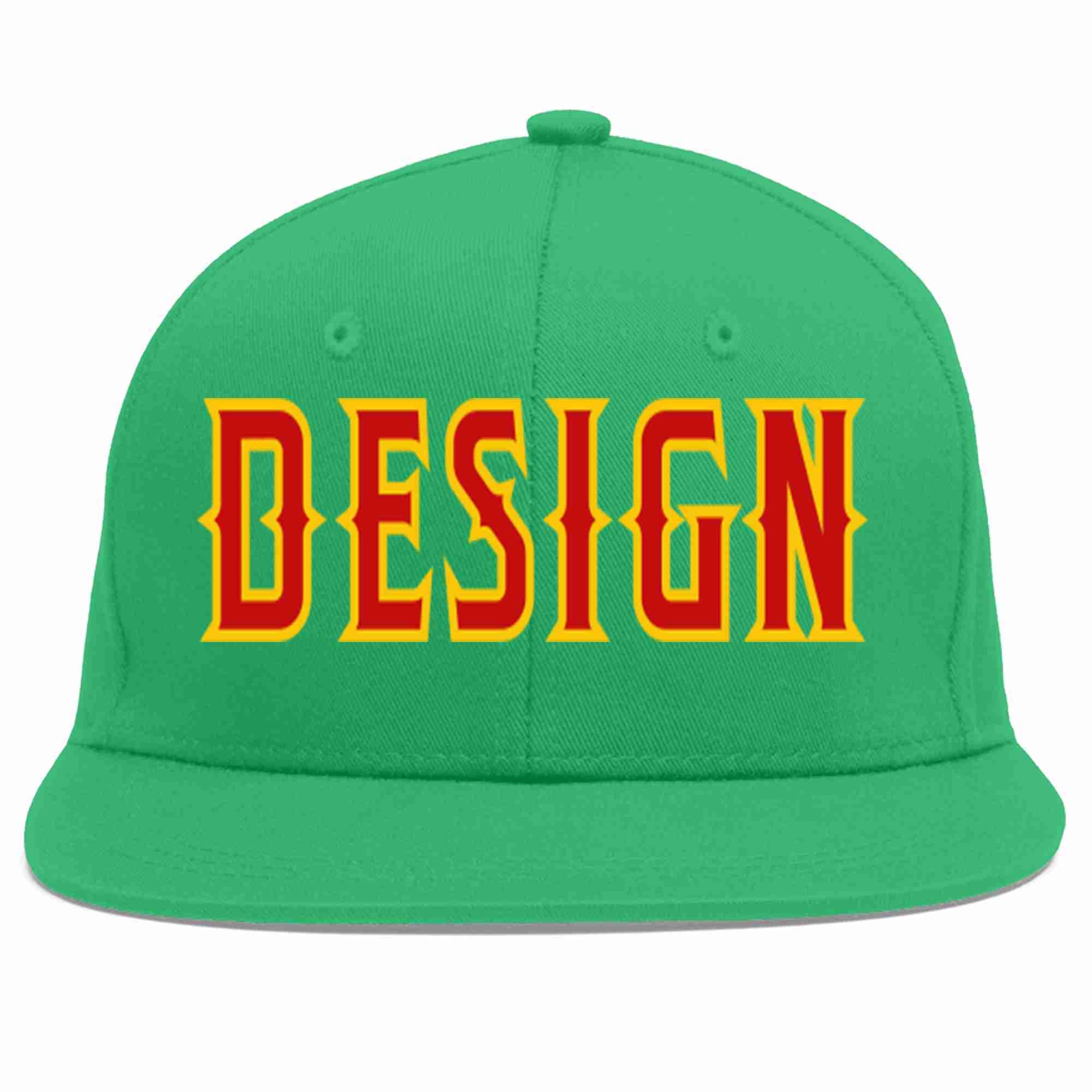 Custom Teal Red-Yellow Flat Eaves Sport Baseball Cap