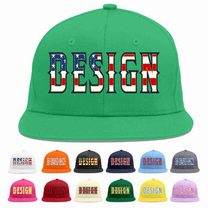 Custom Teal Vintage USA Flag-Gold Flat Eaves Sport Baseball Cap