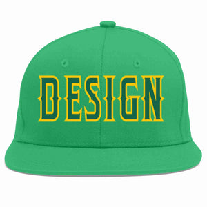 Custom Teal Kelly Green-Gold Flat Eaves Sport Baseball Cap