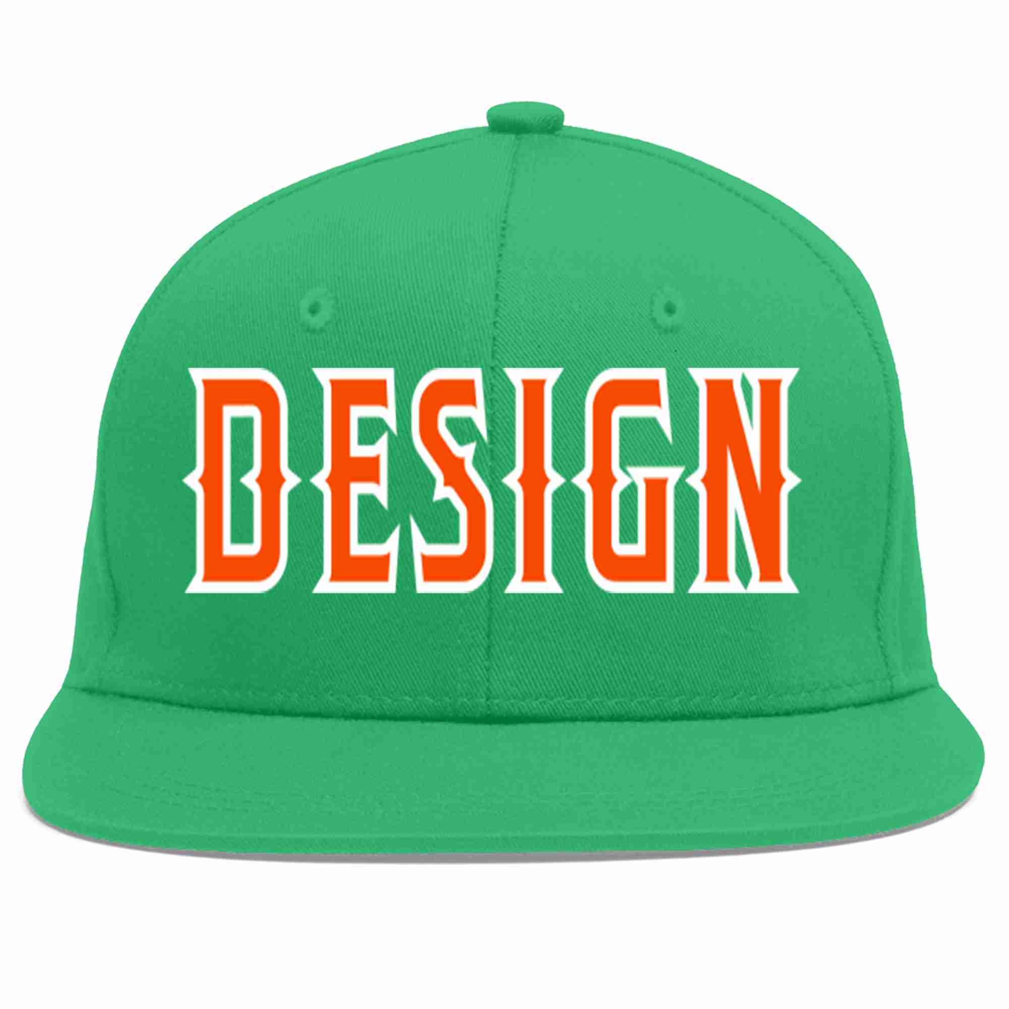 Custom Teal Orange-White Flat Eaves Sport Baseball Cap