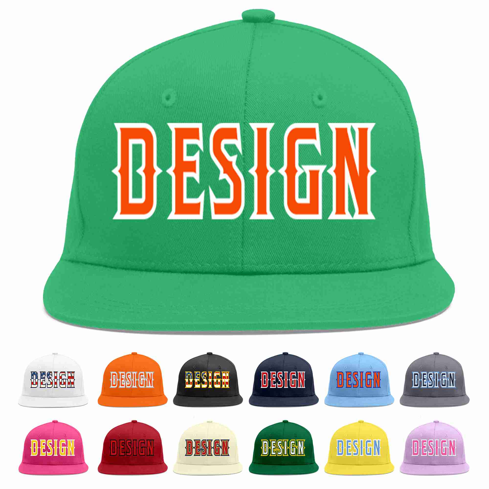 Custom Teal Orange-White Flat Eaves Sport Baseball Cap