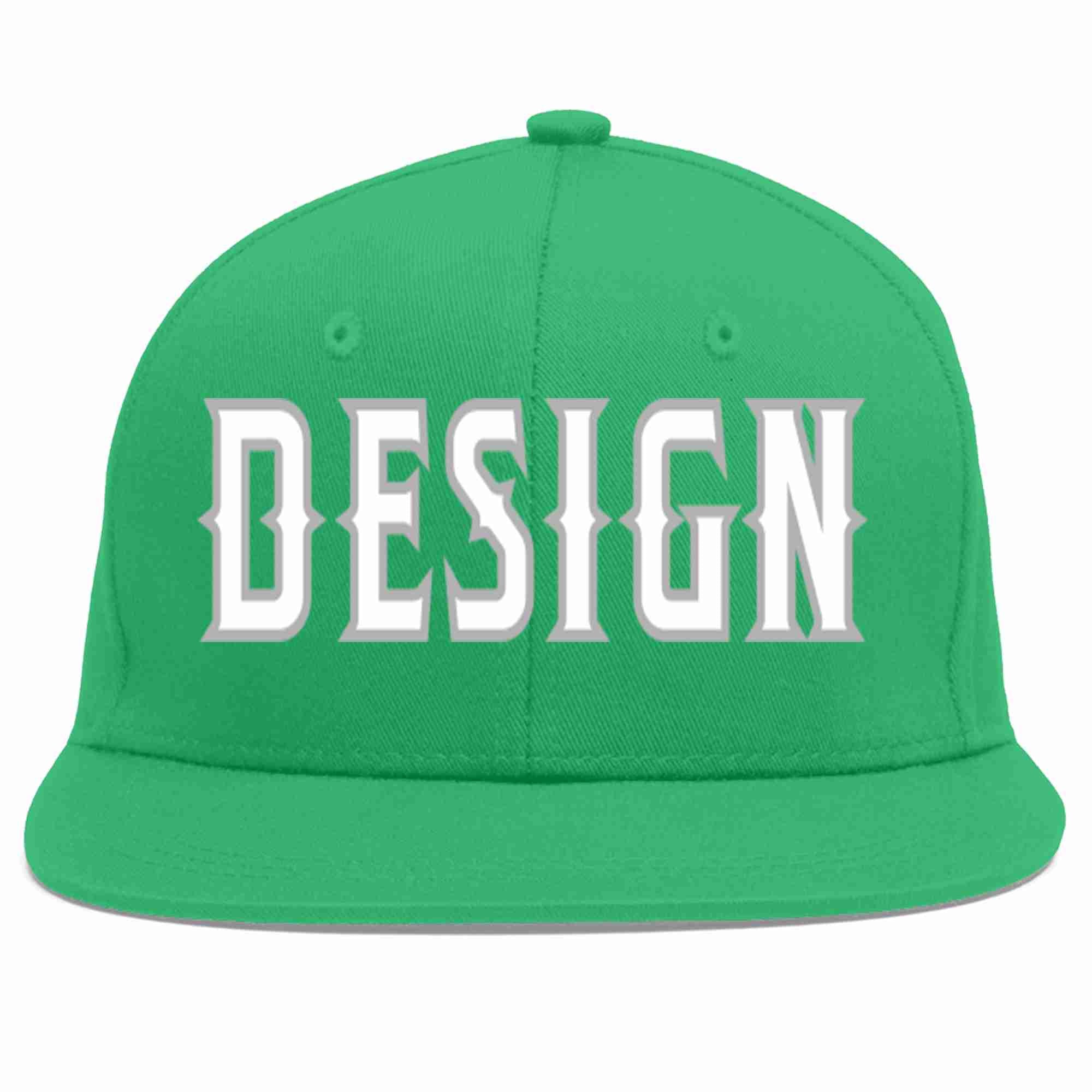 Custom Teal White-Gray Flat Eaves Sport Baseball Cap