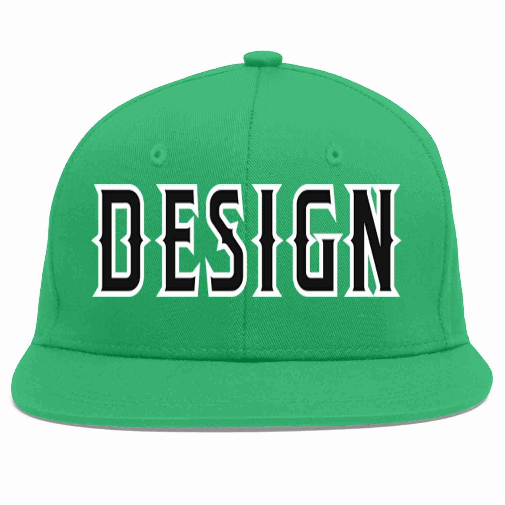 Custom Teal Black-White Flat Eaves Sport Baseball Cap