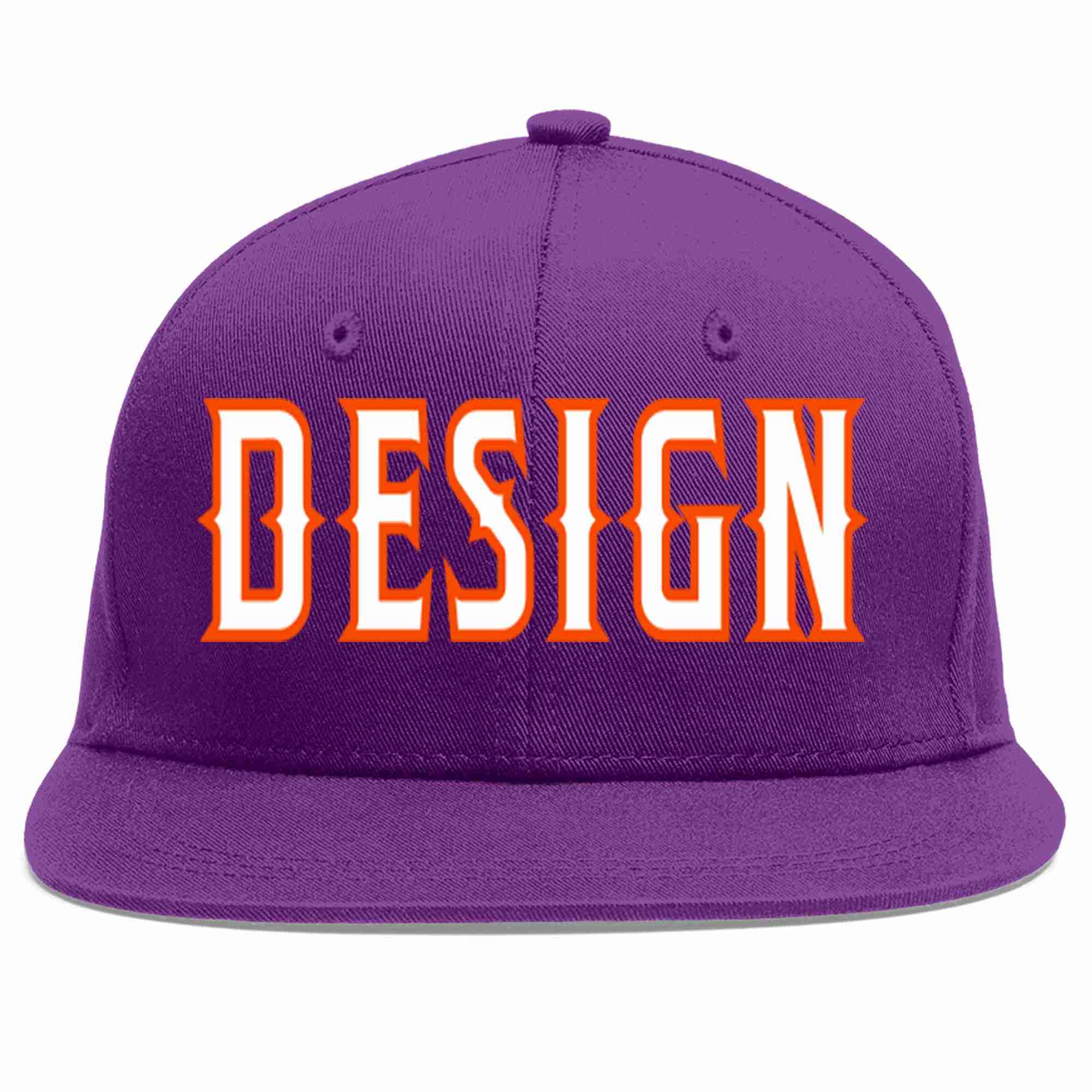 Conception personnalisée de casquette de baseball de sport à avant-toit plat violet blanc-orange pour hommes/femmes/jeunes