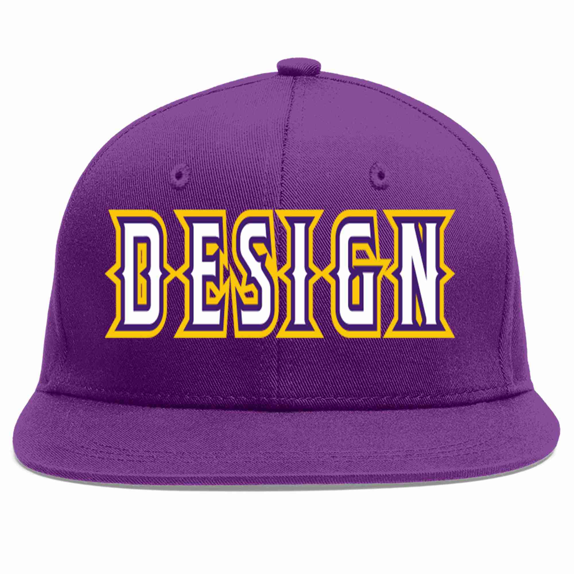 Conception personnalisée de casquette de baseball de sport à avant-toit plat violet blanc-violet pour hommes/femmes/jeunes