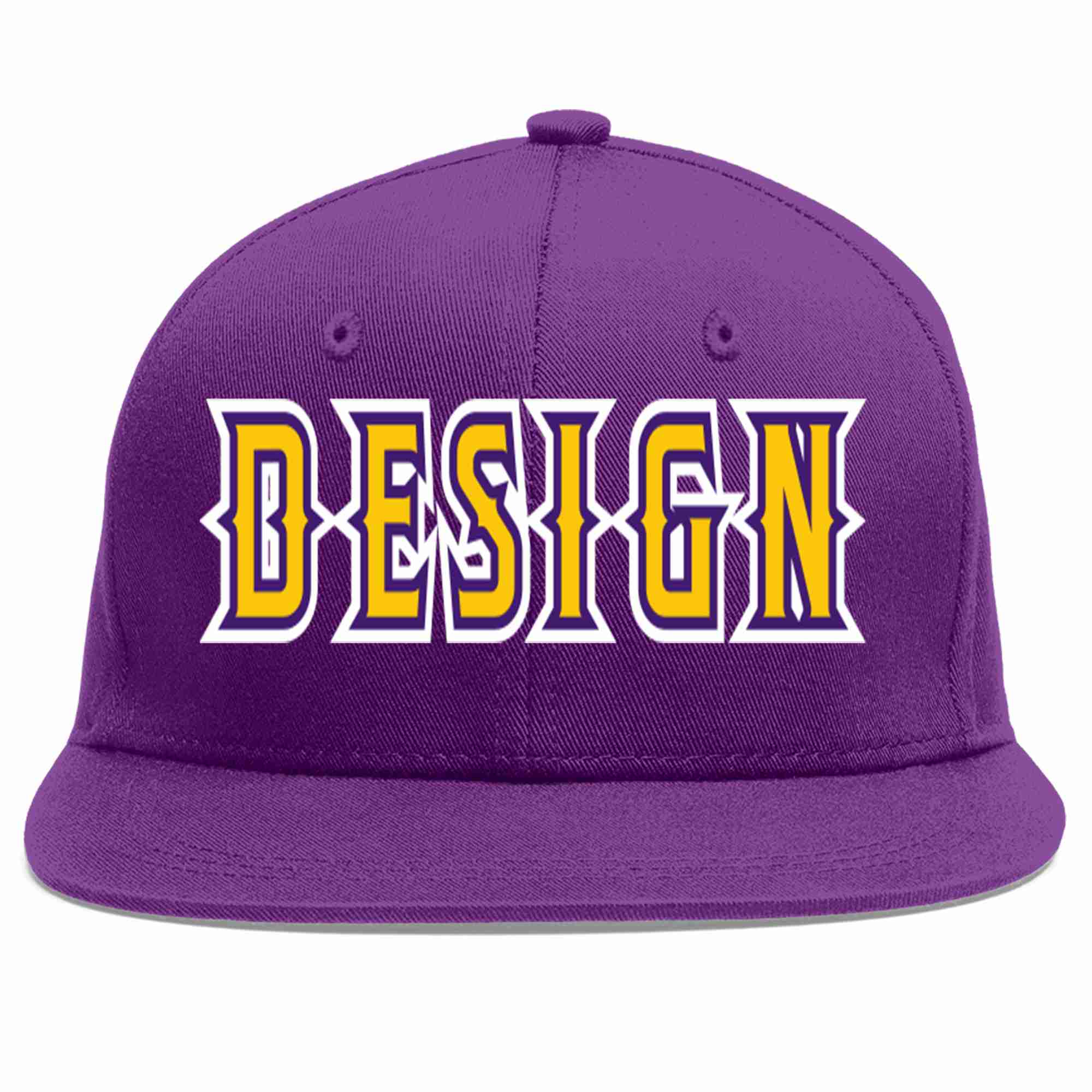 Conception personnalisée de casquette de baseball de sport à avant-toit plat violet or-violet pour hommes/femmes/jeunes