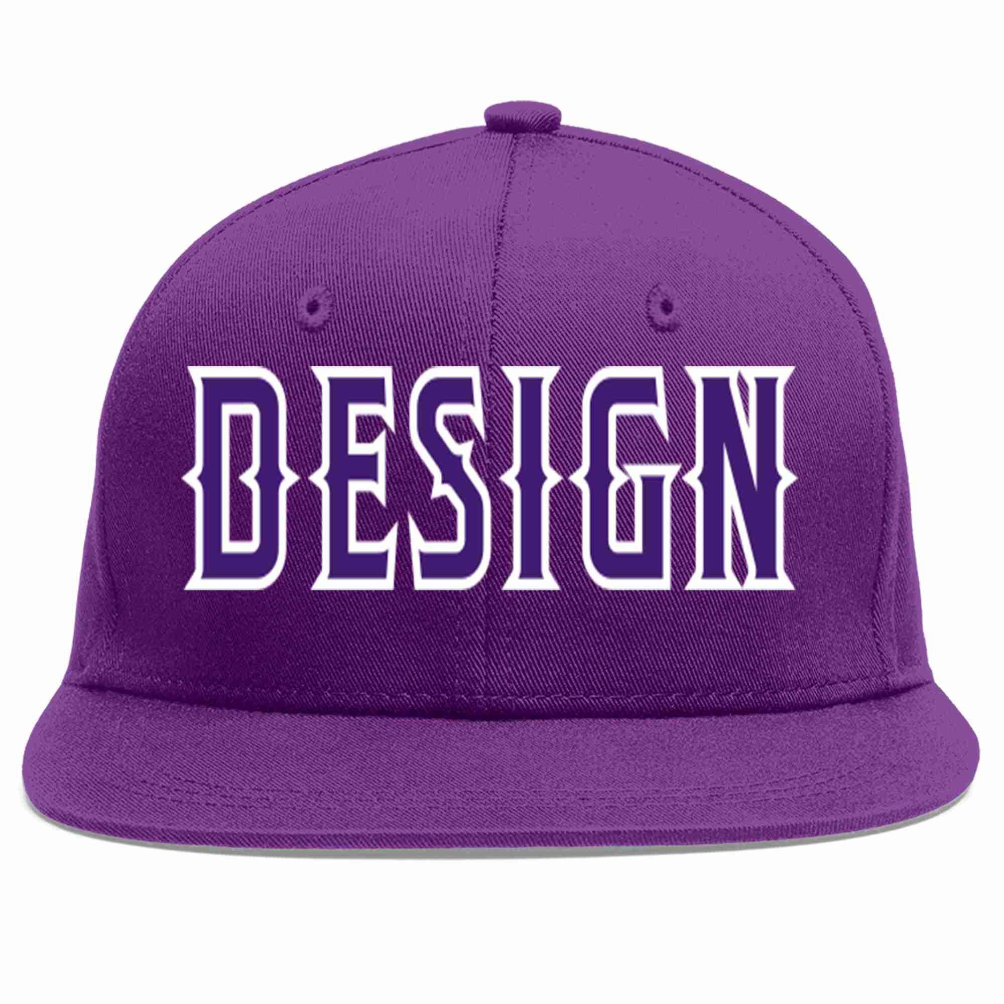 Custom Purple purple-White Flat Eaves Sport Baseball Cap Design for Men/Women/Youth