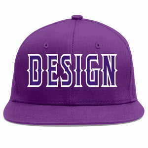 Conception personnalisée de casquette de baseball de sport à avant-toit plat violet violet-blanc pour hommes/femmes/jeunes