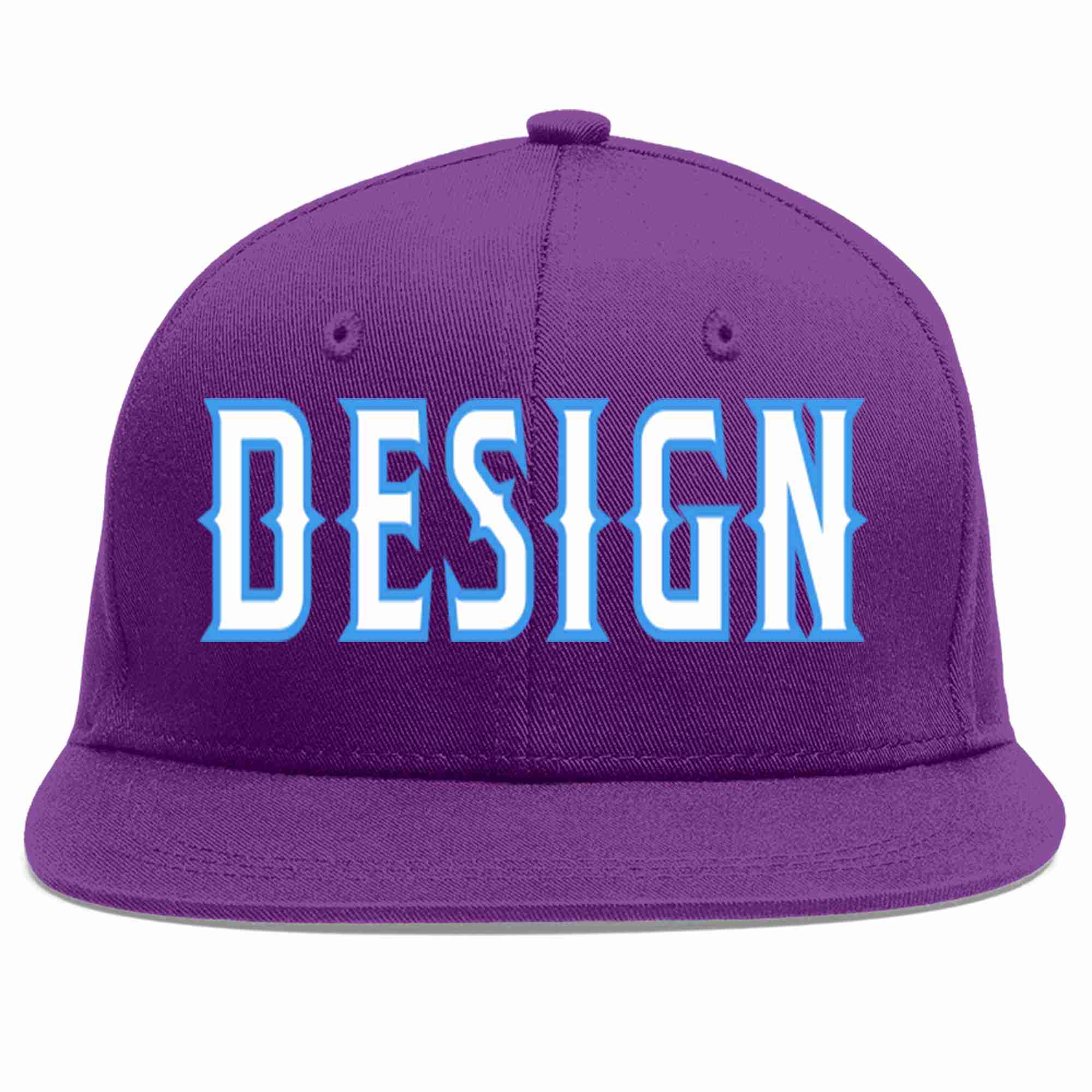 Custom Purple White-Powder Blue Flat Eaves Sport Baseball Cap Design for Men/Women/Youth