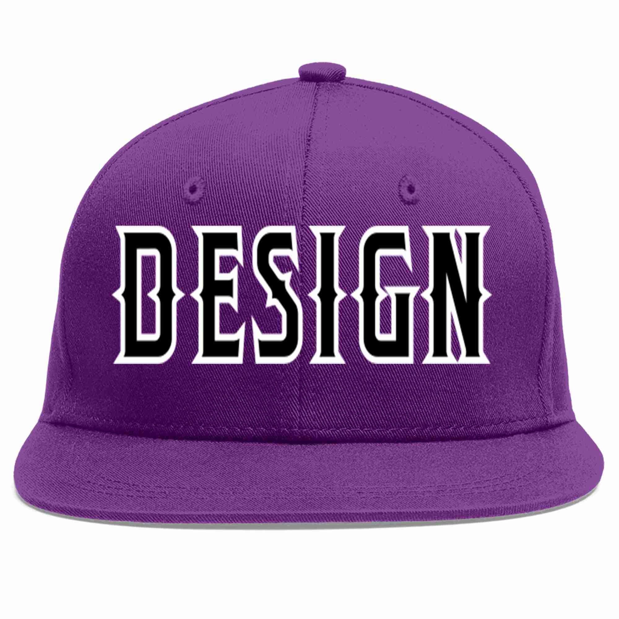 Conception personnalisée de casquette de baseball de sport à avant-toit plat violet noir-blanc pour hommes/femmes/jeunes