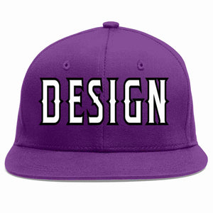 Custom Purple White-Black Flat Eaves Sport Baseball Cap Design for Men/Women/Youth