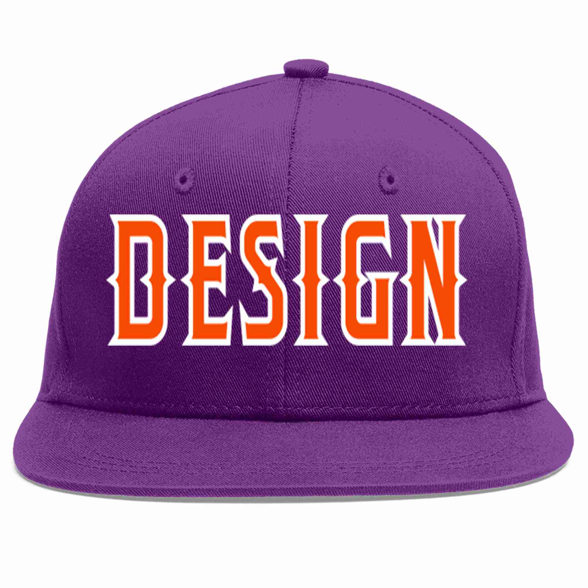 Conception personnalisée de casquette de baseball de sport à avant-toit plat violet orange-blanc pour hommes/femmes/jeunes