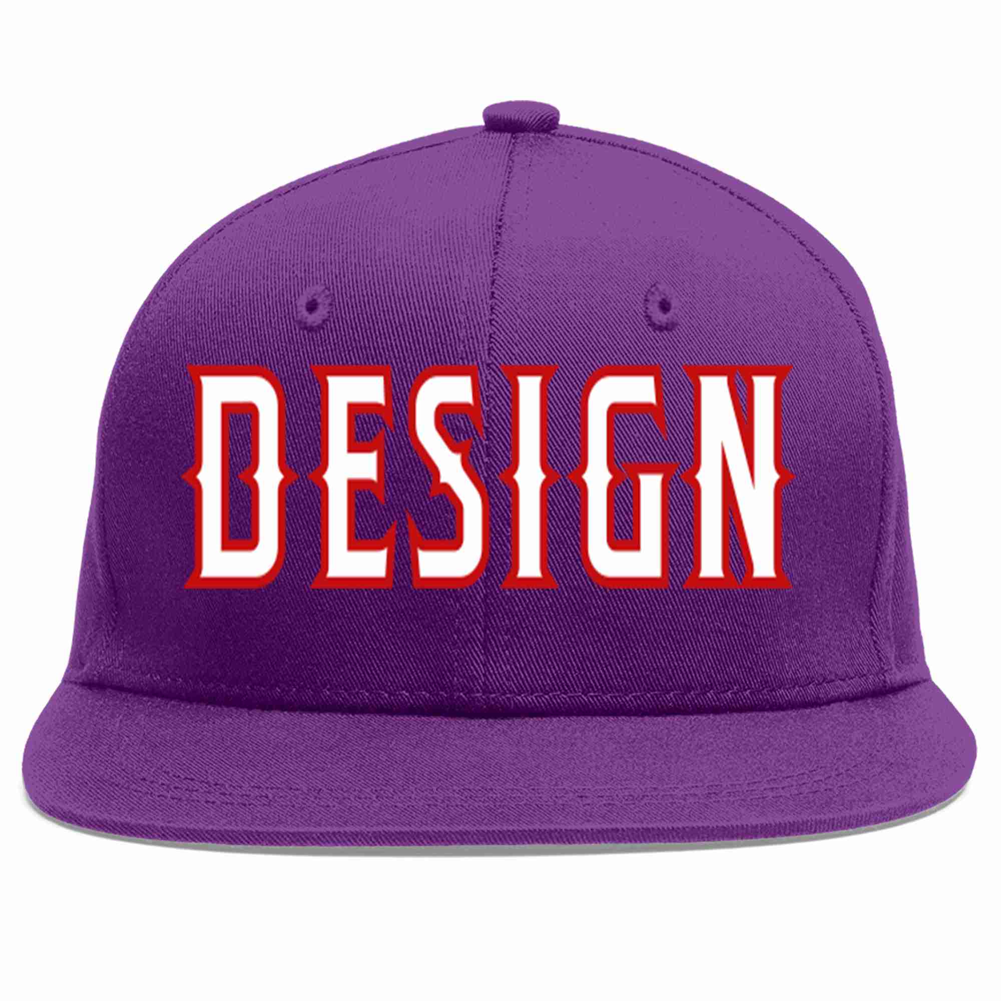 Conception personnalisée de casquette de baseball de sport à avant-toit plat violet blanc-rouge pour hommes/femmes/jeunes