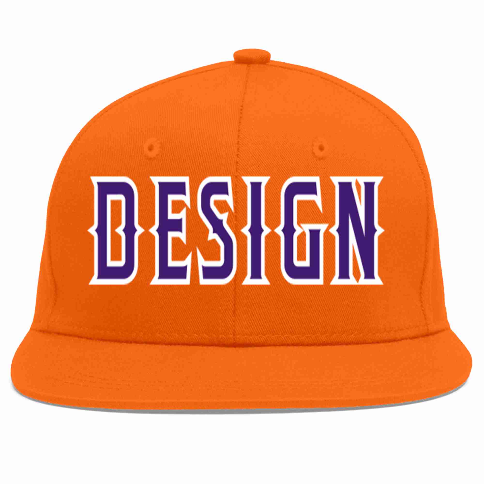 Conception personnalisée de casquette de baseball de sport à avant-toit plat orange violet-blanc pour hommes/femmes/jeunes