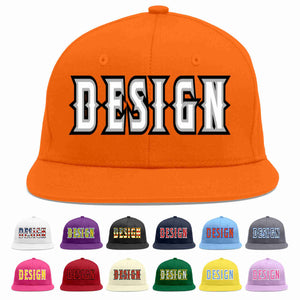 Conception personnalisée de casquette de baseball de sport à avant-toit plat orange blanc-gris pour hommes/femmes/jeunes