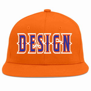 Custom Orange Royal-Orange Flat Eaves Sport Baseball Cap Design for Men/Women/Youth