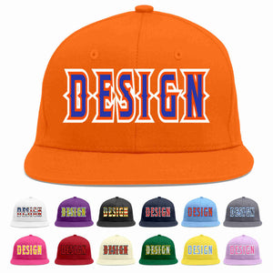 Custom Orange Royal-Orange Flat Eaves Sport Baseball Cap Design for Men/Women/Youth