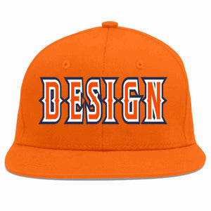 Custom Orange Orange-White Flat Eaves Sport Baseball Cap Design for Men/Women/Youth