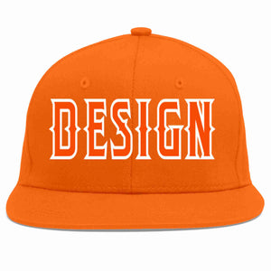 Custom Orange Orange-White Flat Eaves Sport Baseball Cap Design for Men/Women/Youth