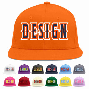 Conception personnalisée de casquette de baseball de sport à avant-toit plat orange marine-orange pour hommes/femmes/jeunes