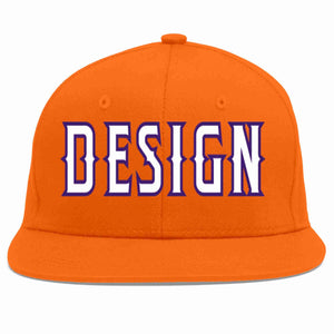 Custom Orange White-purple Flat Eaves Sport Baseball Cap Design for Men/Women/Youth