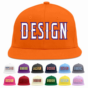 Custom Orange White-purple Flat Eaves Sport Baseball Cap Design for Men/Women/Youth