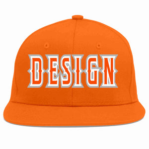 Conception personnalisée de casquette de baseball de sport à avant-toit plat orange orange-blanc pour hommes/femmes/jeunes