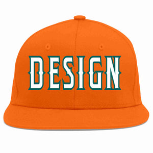 Conception personnalisée de casquette de baseball de sport à avant-toit plat orange blanc-aqua pour hommes/femmes/jeunes