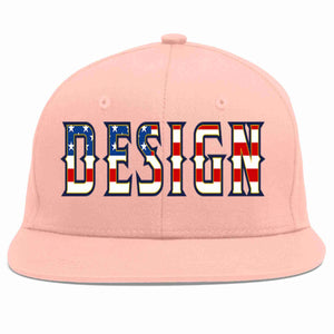 Custom Pink Vintage USA Flag-Gold Flat Eaves Sport Baseball Cap Design for Men/Women/Youth