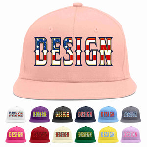 Custom Pink Vintage USA Flag-Gold Flat Eaves Sport Baseball Cap Design for Men/Women/Youth