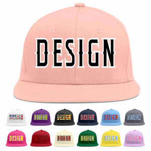 Custom Pink Black-White Flat Eaves Sport Baseball Cap Design for Men/Women/Youth