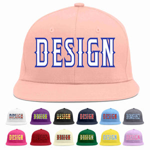 Custom Pink White-Royal Flat Eaves Sport Baseball Cap Design for Men/Women/Youth