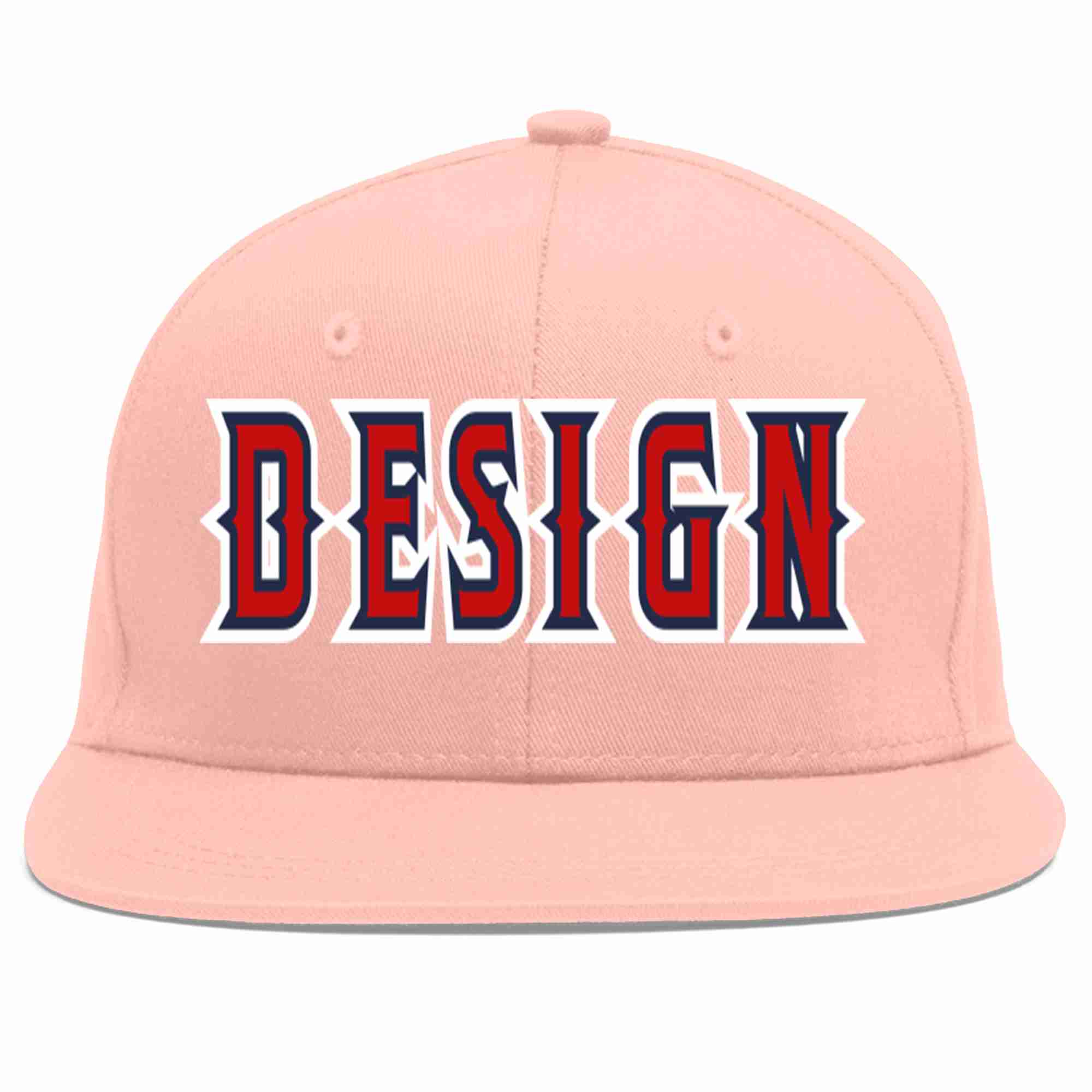 Conception personnalisée de casquette de baseball de sport à avant-toit plat rose rouge-marine pour hommes/femmes/jeunes