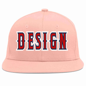 Conception personnalisée de casquette de baseball de sport à avant-toit plat rose rouge-marine pour hommes/femmes/jeunes