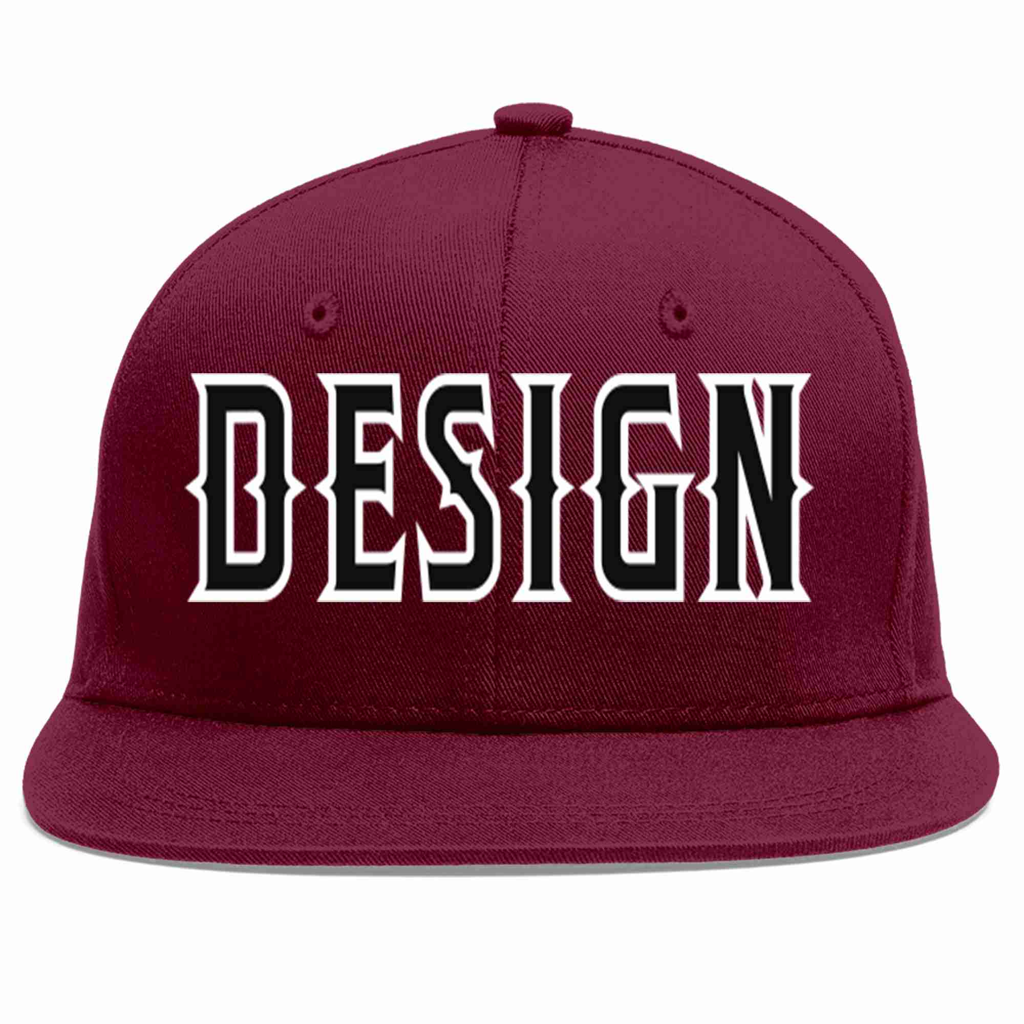Custom Crimson Black-White Flat Eaves Sport Baseball Cap Design for Men/Women/Youth