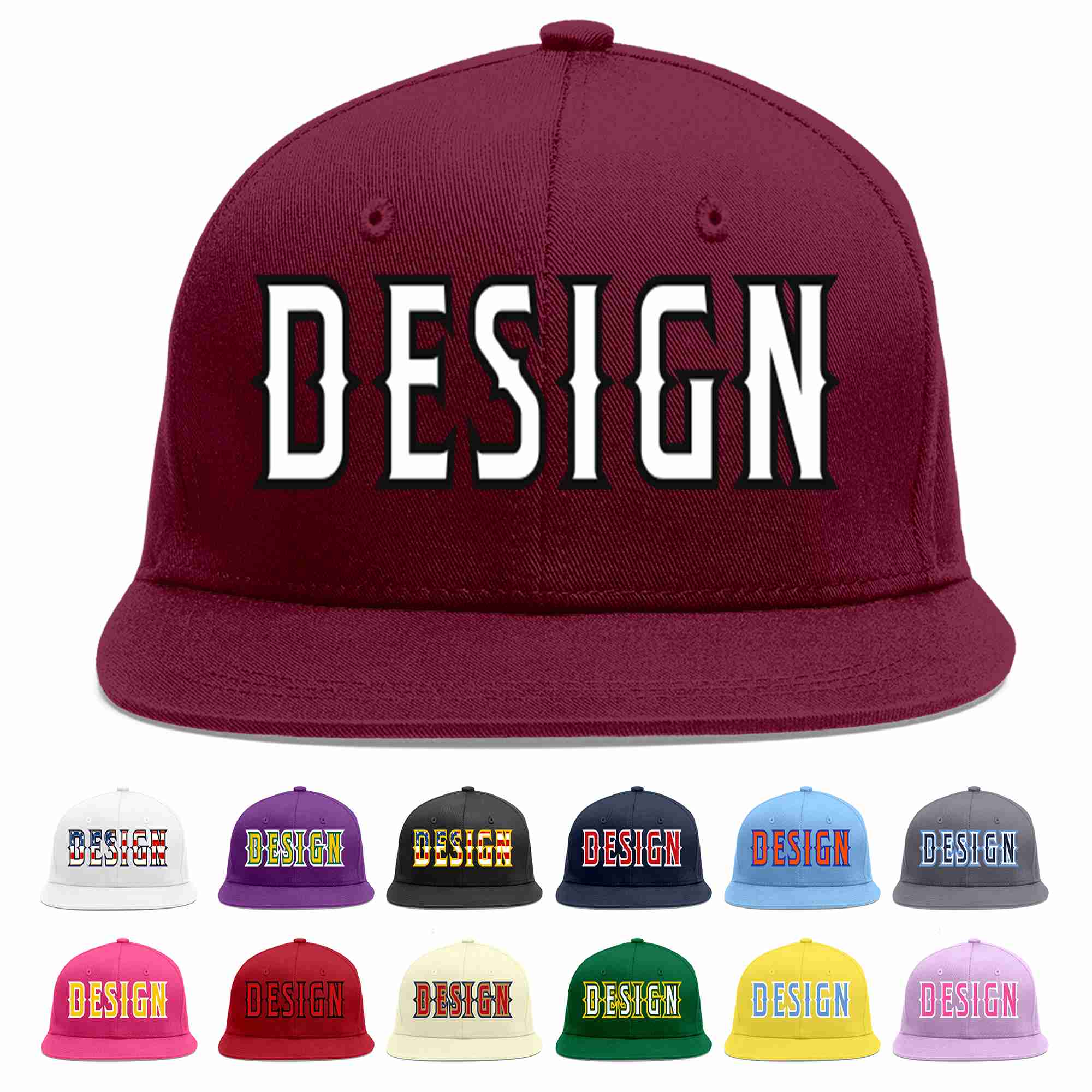 Custom Crimson White-Black Flat Eaves Sport Baseball Cap Design for Men/Women/Youth
